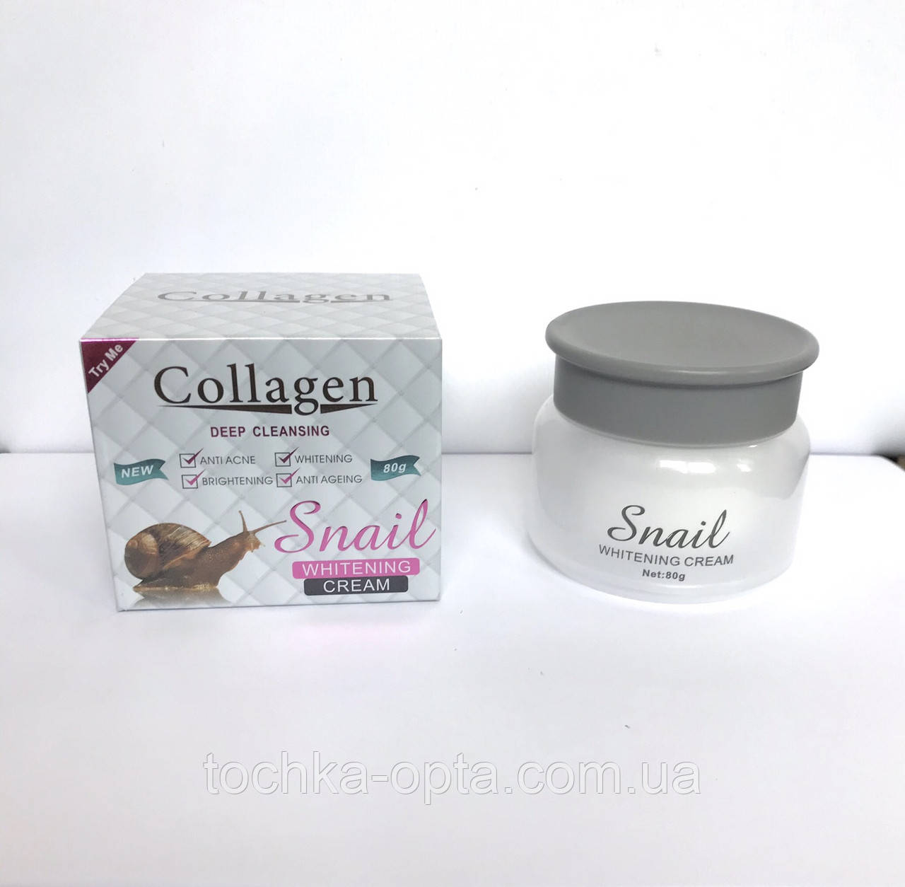 Колагеновий крем для обличчя Collagen Cleansing Snail Whitening Cream з екстрактом равлика