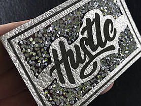 Нашивка Hustle з камінням 80х50 мм, фото 3