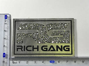 Нашивка Rich Gang з камінням 80х50 мм, фото 2