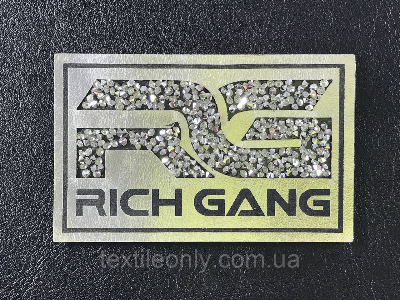 Нашивка Rich Gang з камінням 80х50 мм