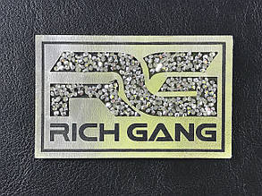 Нашивка Rich Gang з камінням 80х50 мм, фото 1