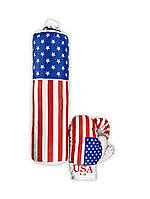Боксерський набір USA середній M-USA дитячий для хлопчика груша рукавички для дітей спорт забарвлення прапор США Розмір M