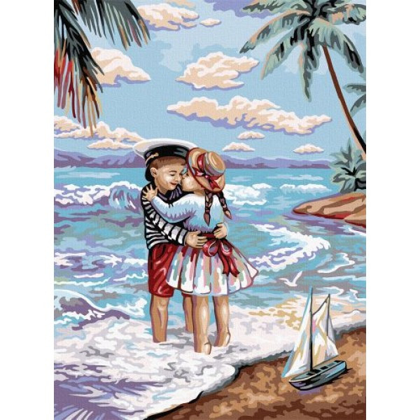 Картина за номерами Діти і море KpN-03-01 Danko toys 40 * 40 см набір для розпису фарби пензлик для дітей