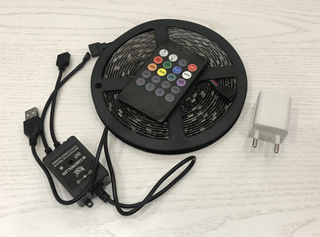 Музыкальная светодиодная RGB лента LED 5V 5050 + микрофон HLV 7373 5 м, фото 1
