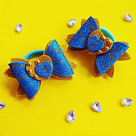 Дитячий бант з гліттерного фоамірана на резинкі, синій