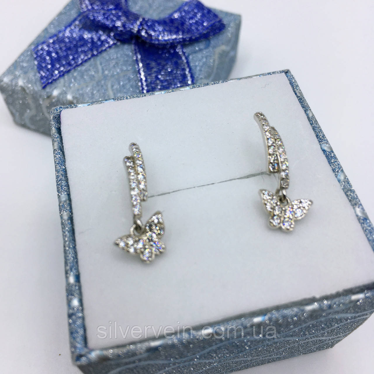 Срібні сережки циркон, фото 1
