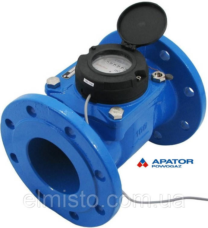Лічильник води Apator PoWoGaz MWN-100-NK (XB) з імпульсним виходом турбінний Ду-100 сухохід промисловий, фото 1