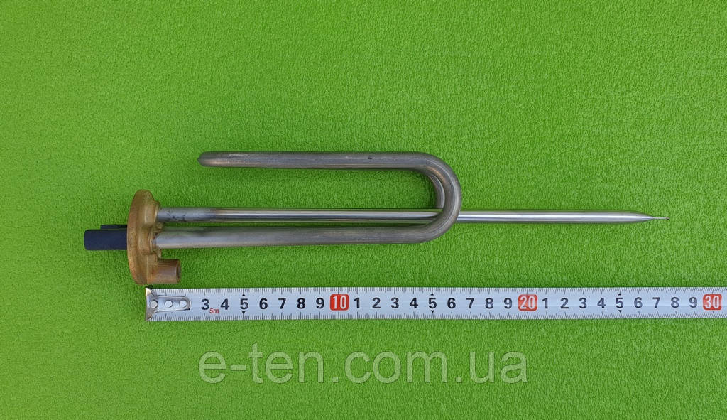 Тен гнутий нержавійка KAWAI для бойлера 2000W (на фланці Ø48мм) / короткі контакти / з місцем під анод М6