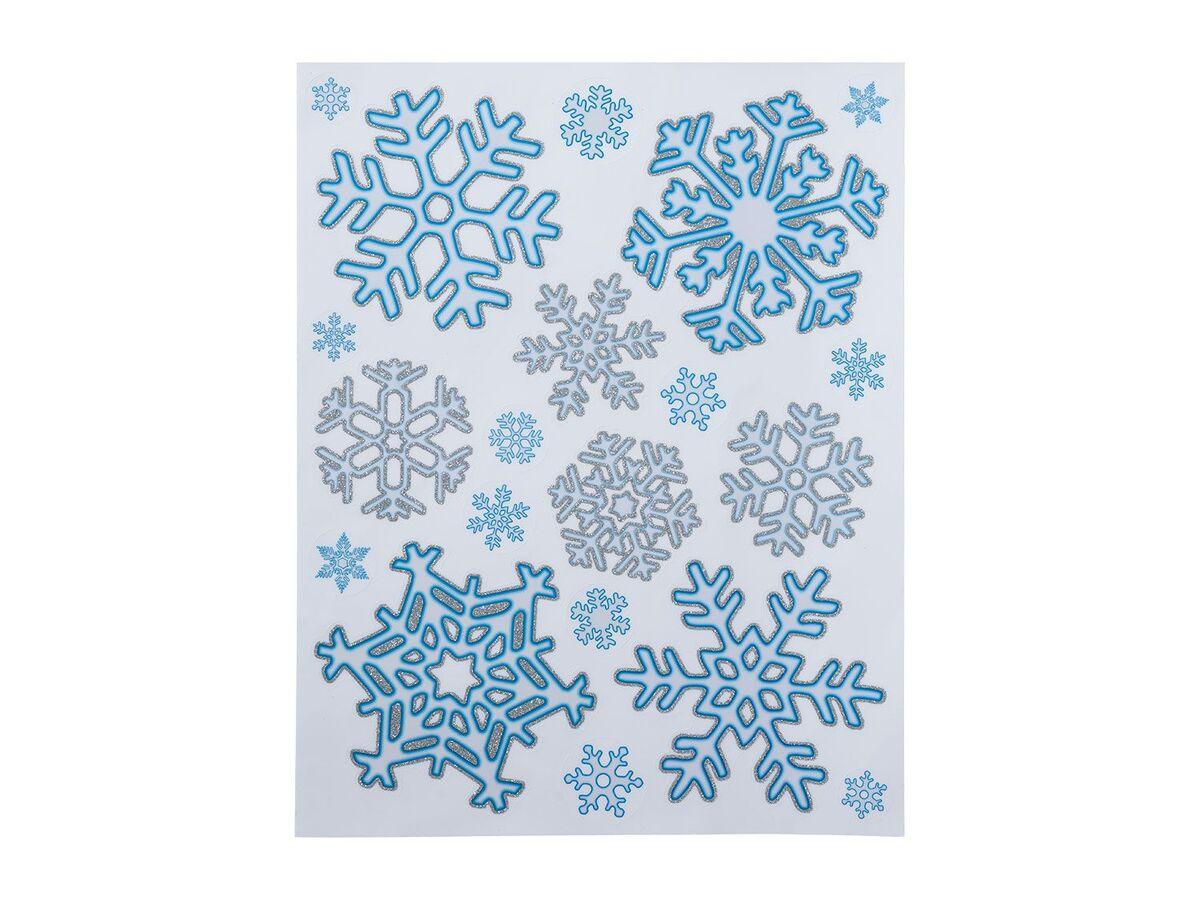 Набір новорічних наклейок на вікна Сніжинки Livarno Home 20 шт. багаторазові наліпки новорічні 42,5 х 30 см, фото 1