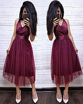 Плаття ошатне низ фатин верх атлас з бантом, фото 4