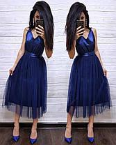 Плаття ошатне низ фатин верх атлас з бантом, фото 2