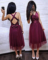 Плаття ошатне низ фатин верх атлас з бантом, фото 5