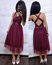 Плаття ошатне низ фатин верх атлас з бантом, фото 3