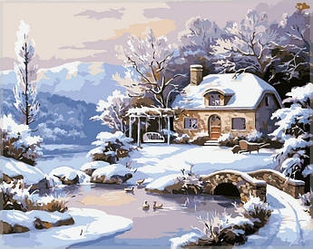 Картина за номерами Babylon Зимовий будинок біля річки VP208 40 х 50 см