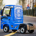 Дитячий електромобіль Вантажівка M 4208 EBLR-4, Mercedes Actros, шкіряне сидіння, EVA-колесо, синій, фото 3