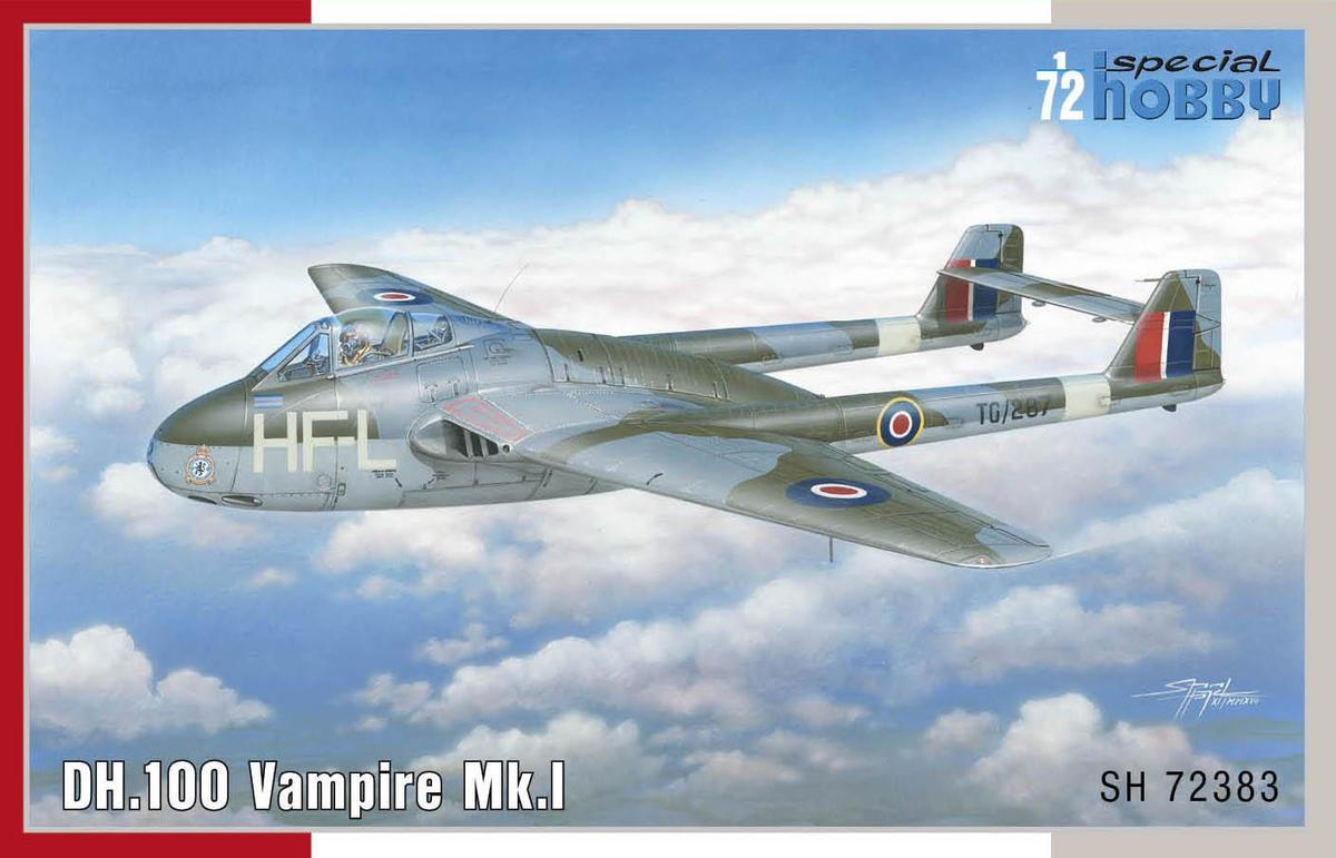 Пластикова модель 1/72 Special hobby 72383 винищувач DH.100 Vampire Mk. I 'RAF, RAAF and Armée de l'Air'