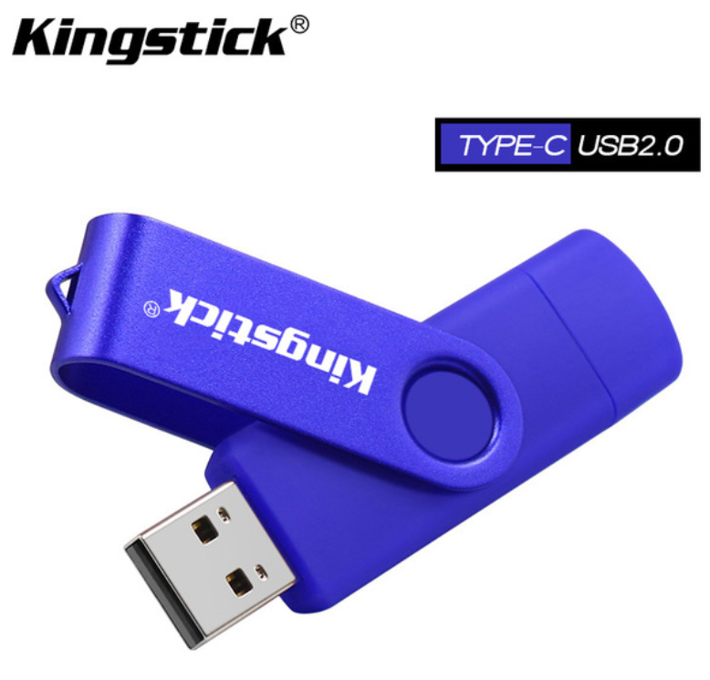 USB Флешка 2в1 16ГБ TYPE-C/USB 2.0 для телефону, комп'ютера OTG Kingstick 16GB Синій