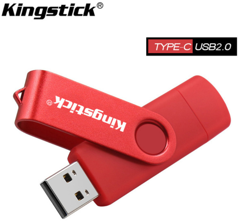 USB Флешка 2в1 128ГБ TYPE-C/USB 2.0 для телефону, комп'ютера OTG Kingstick 128GB Червоний