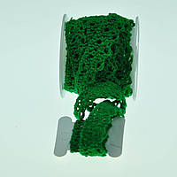 Мереживо бавовняне зелене 14 мм, Зелений