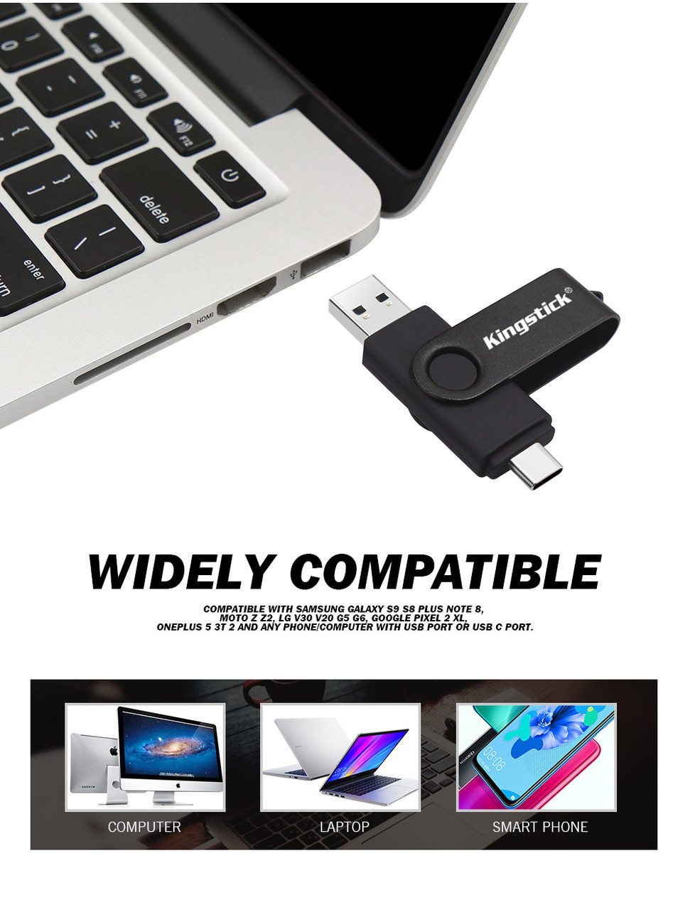 USB Флешка 2в1 16ГБ TYPE-C/USB 2.0 для телефона, компьютера OTG Kingstick  16GB Фиолетовый (ID#1279765672), цена: 259 ?, купить на Prom.ua