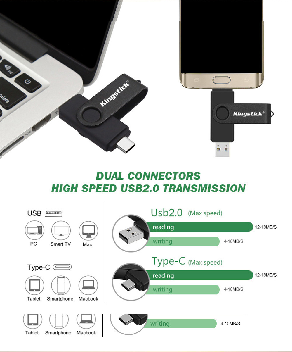 USB Флешка 2в1 16ГБ TYPE-C/USB 2.0 для телефона, компьютера OTG Kingstick  16GB Фиолетовый (ID#1279765672), цена: 259 ?, купить на Prom.ua