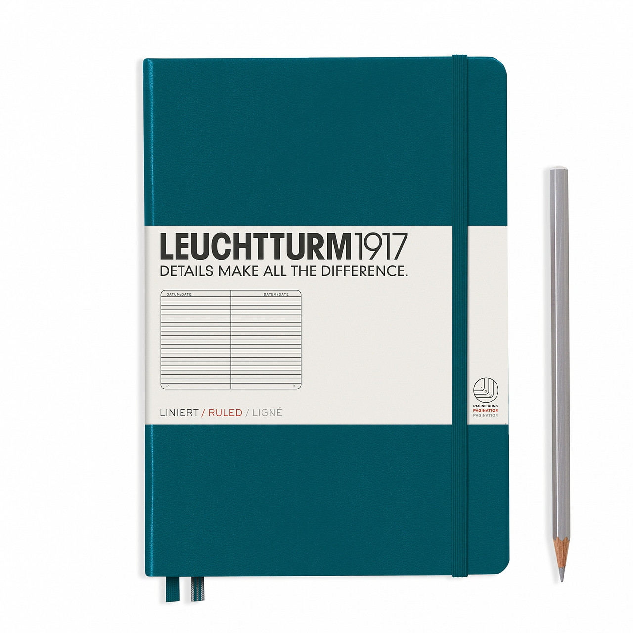 Блокнот Leuchtturm1917 середній 14,5х21 см Тихоокеанський зелений в лінію (359692)