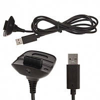 USB кабель для зарядки беспроводного джойстика Xbox 360 черный