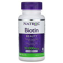 Біотин, максимальна дія, 10 000 мкг, 100 таблеток, Natrol