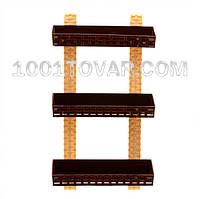 Полку пластикова пряма у ванну Ротанг, три яруси, бежево-коричнева