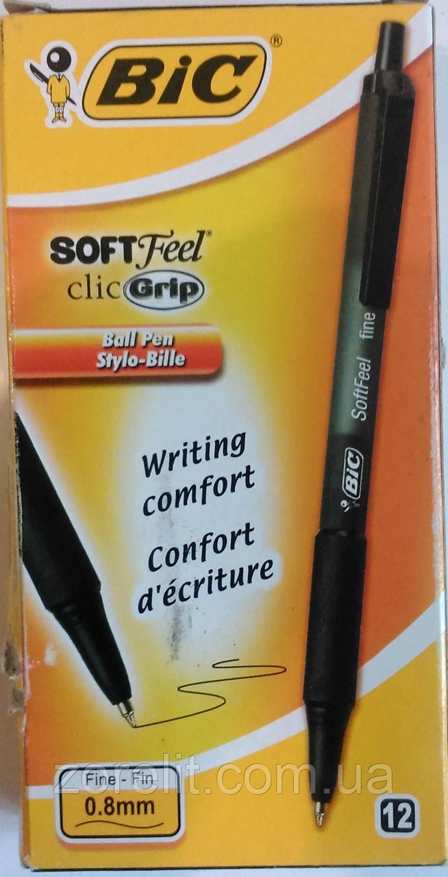 Ручка шариковая BIC софт клик грип черная