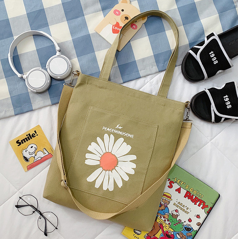 Тканинна Еко Сумка Шоппер City-A Peaceminusone Ромашка Бежева