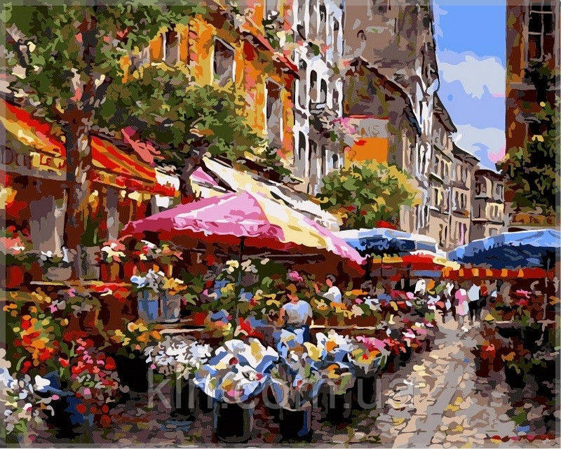 Картина за номерами Babylon Кафе на розі у квітах VP299 40 х 50 см, фото 1