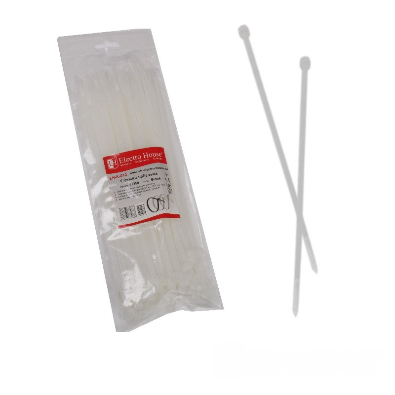 Стяжка кабельна біла 5*250 ЕН, фото 1