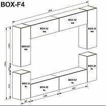 Вітальня Бокс / Box F4 1950х2800х320мм білий глянець + чорний глянець Миро-Марк, фото 3