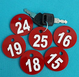 Бирка на ключ кругла 40 мм червоний