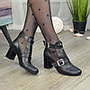 Ботильйони відкриті жіночі на невисоких підборах, колір чорний, фото 2