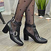 Ботильйони відкриті жіночі на невисоких підборах, колір чорний, фото 4