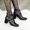 Ботильйони відкриті жіночі на невисоких підборах, колір чорний, фото 6