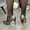 Жіночі туфлі на шпильці, з натуральної шкіри бронзового кольору, фото 2