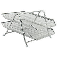 Лоток горизонтальний Axent 2121-A 2-в-1, метал, срібний