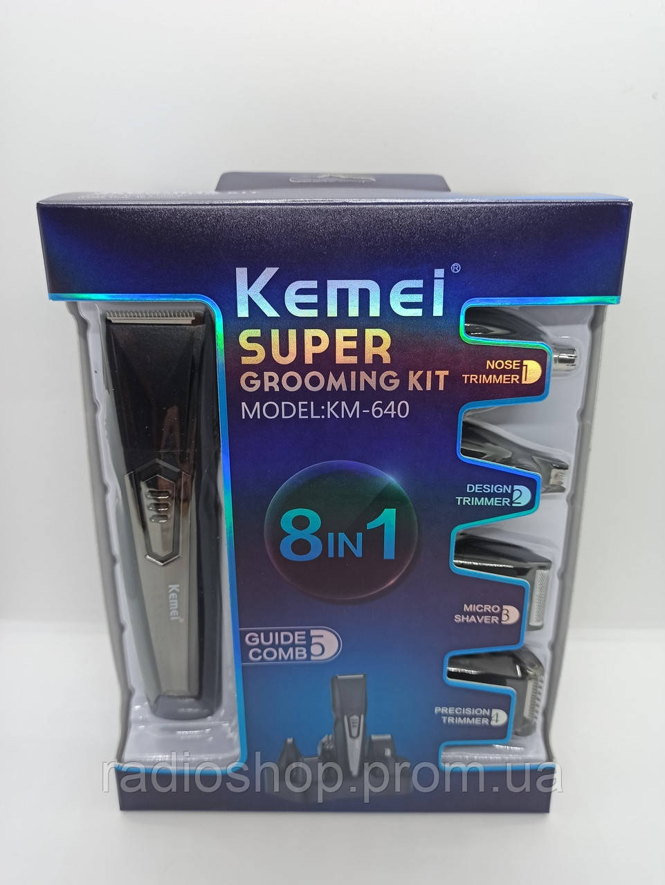Машинка для стрижки, триммер для бороди 8 в 1 Kemei KM-640