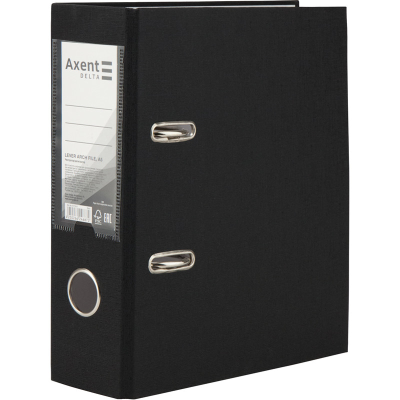 Папка-реєстратор Delta A5 з одностороннім покриттям, 7,5 см, чорна