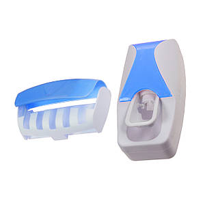 Дозатор для зубной пасты с держателем для щеток, голубой