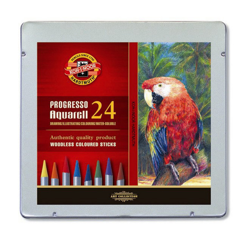 Олівці KOH-I-NOOR кол. акв. бездерев. Progresso, 24шт., Мет.уп