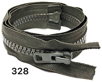 Блискавка тракторна Темний хакі 110см, Тип 10 пластикова разьемная на два бігунка