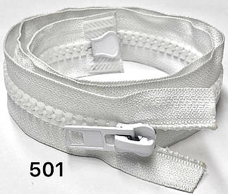 Блискавка тракторна Білий 100см Тип 10 пластикова разьемная на два бігунка