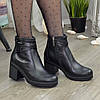 Черевики в класичному стилі, жіночі шкіряні на підборах, фото 2