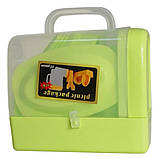Пластиковий набір для пікніка на 6 персон MHZ R30214, 35 предметів в кейсі, зелений (SH014883), фото 5
