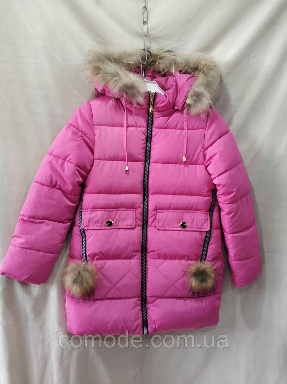 Куртка зимова на дівчинку на флісі рожева