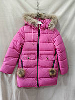 Куртка зимняя на девочку на флисе розовая